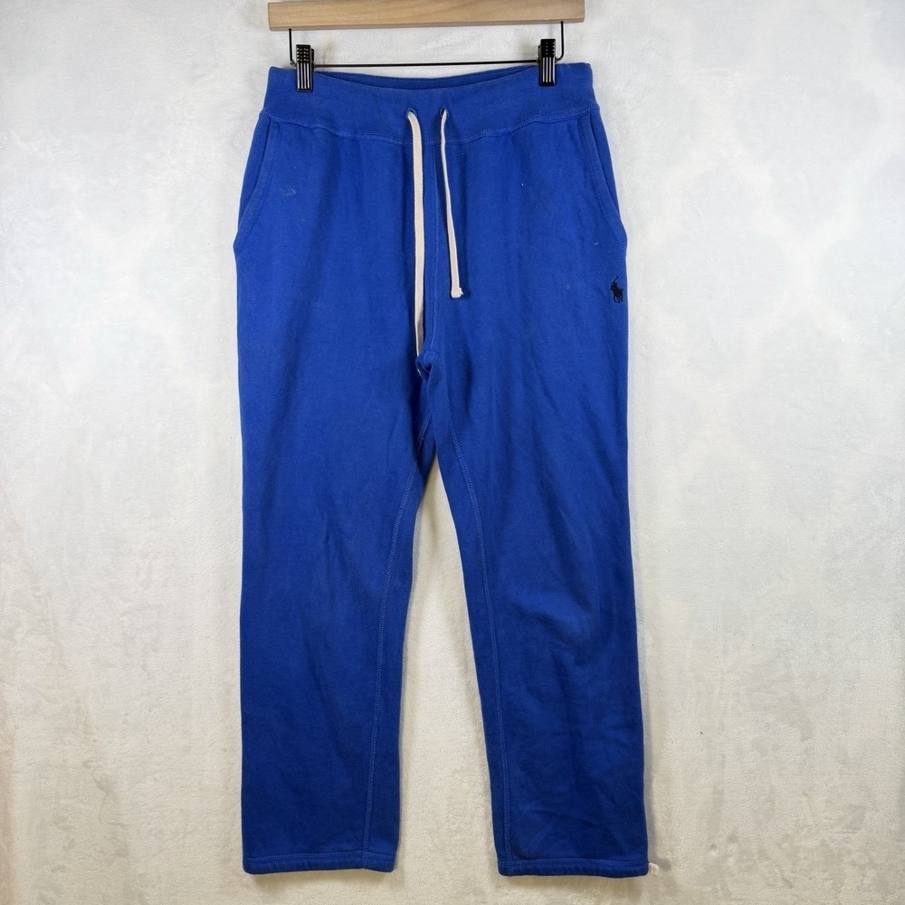 Polo Ralph Lauren Sweatpants Mens Small Blue Fleece Drawstring Adjustable Hem